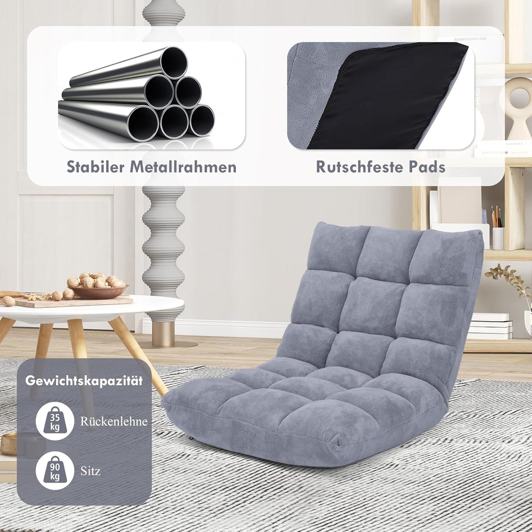 RELAX4LIFE Bodenstuhl Faltbar, Lazy Sofa, Meditationsstuhl, Bodensessel mit Verstellbarer Lehne, für