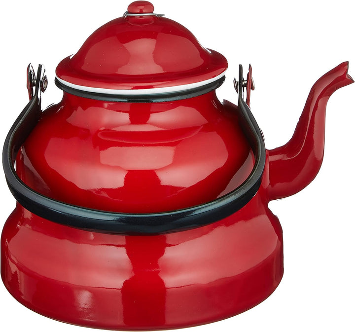 Ibili Wasserkocher Roja 1 l aus emailliertem Stahl in rot, 10 x 10 x 20 cm