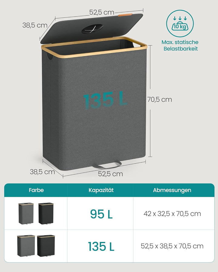SONGMICS Pfandflaschen-Sammelbehälter, 135 L Pfandflaschen-Behälter, Flaschensammler Leergut, Recycl