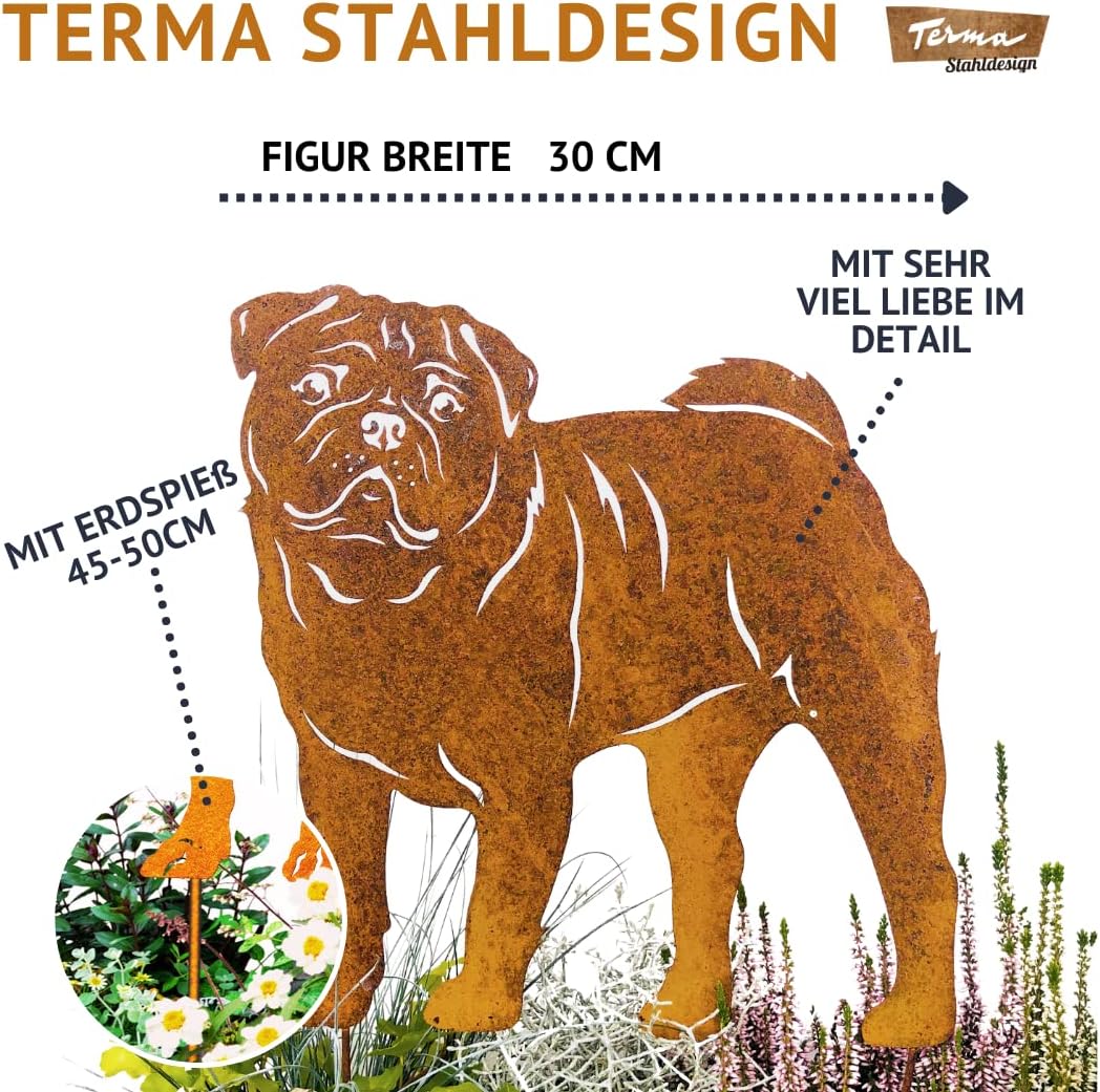Terma Stahldesign Edelrost Hund Verschiedene Rassen, Handmade Germany, tolle gartendeko aus Rost-Met