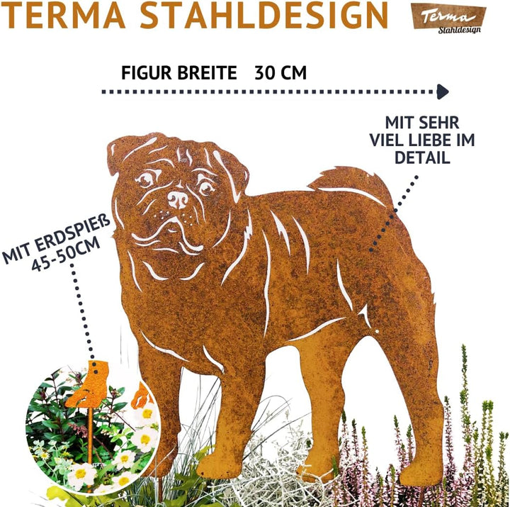 Terma Stahldesign Edelrost Hund Verschiedene Rassen, Handmade Germany, tolle gartendeko aus Rost-Met