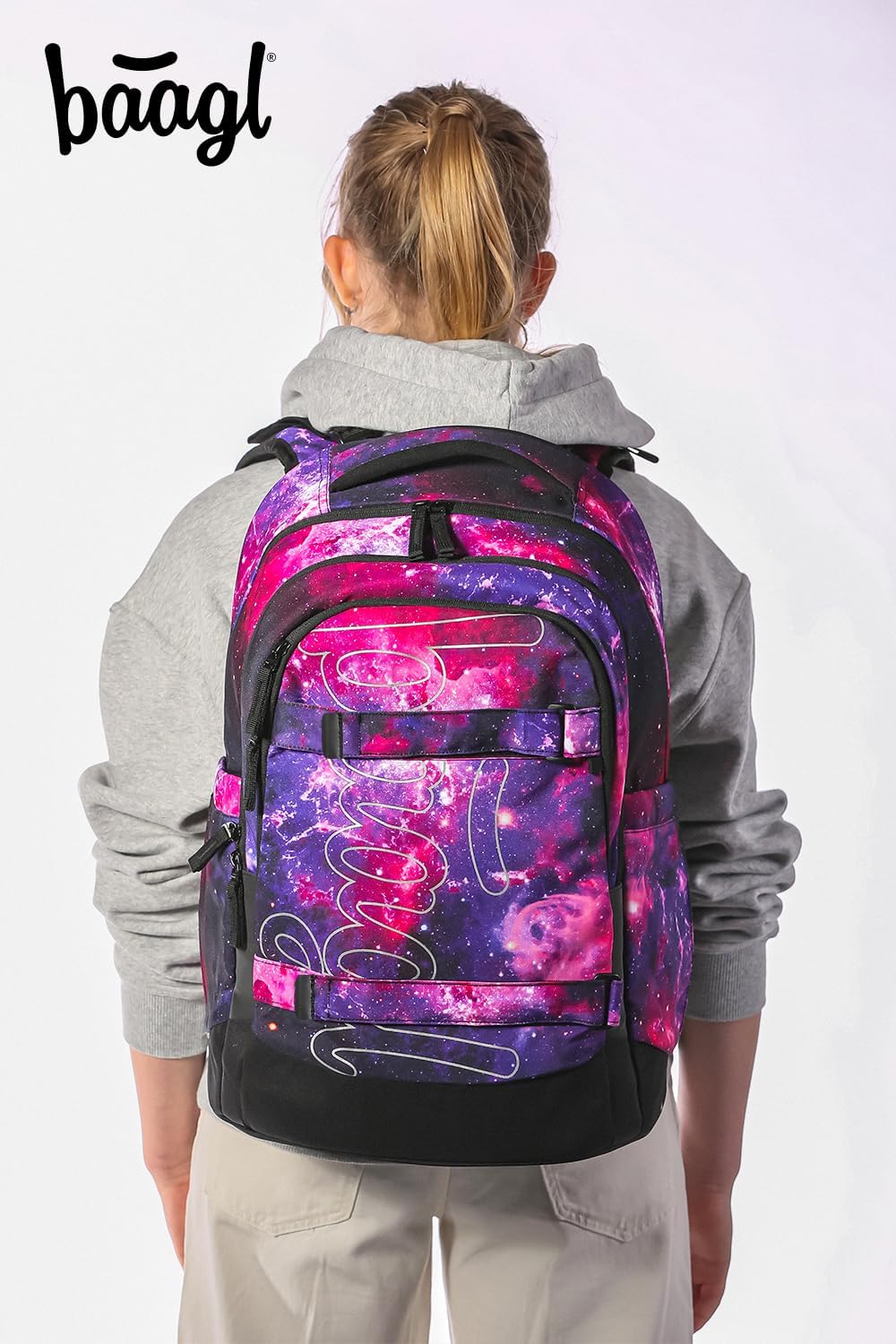 Baagl Schulrucksack Set Jungen Mädchen Teenager 5 Teilig, (Skateboard Rucksack Skate MAX, Mäppchen,