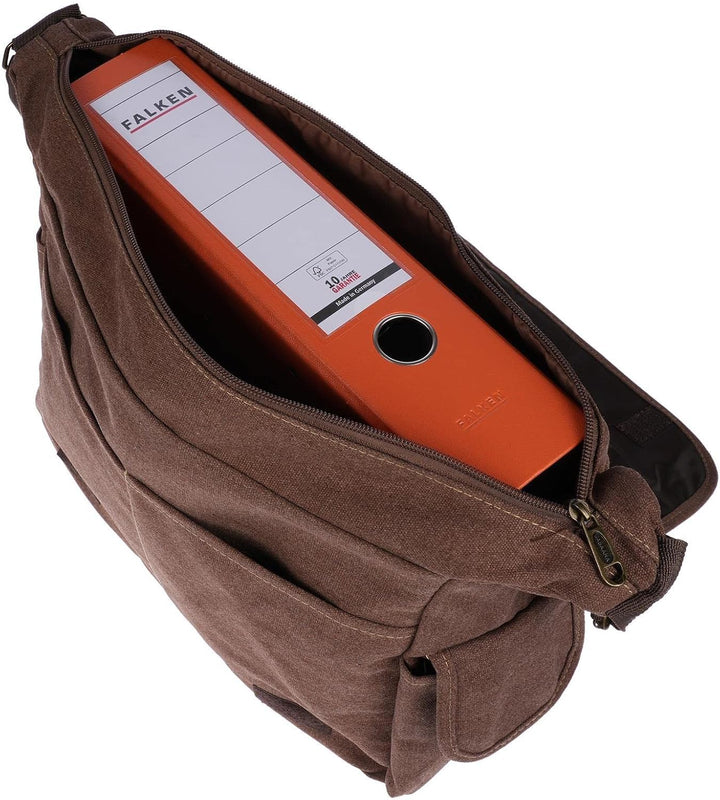 Christian Wippermann grosse XL Herren Damen Tasche Umhängetasche Canvas Messenger Bag Braun, Braun