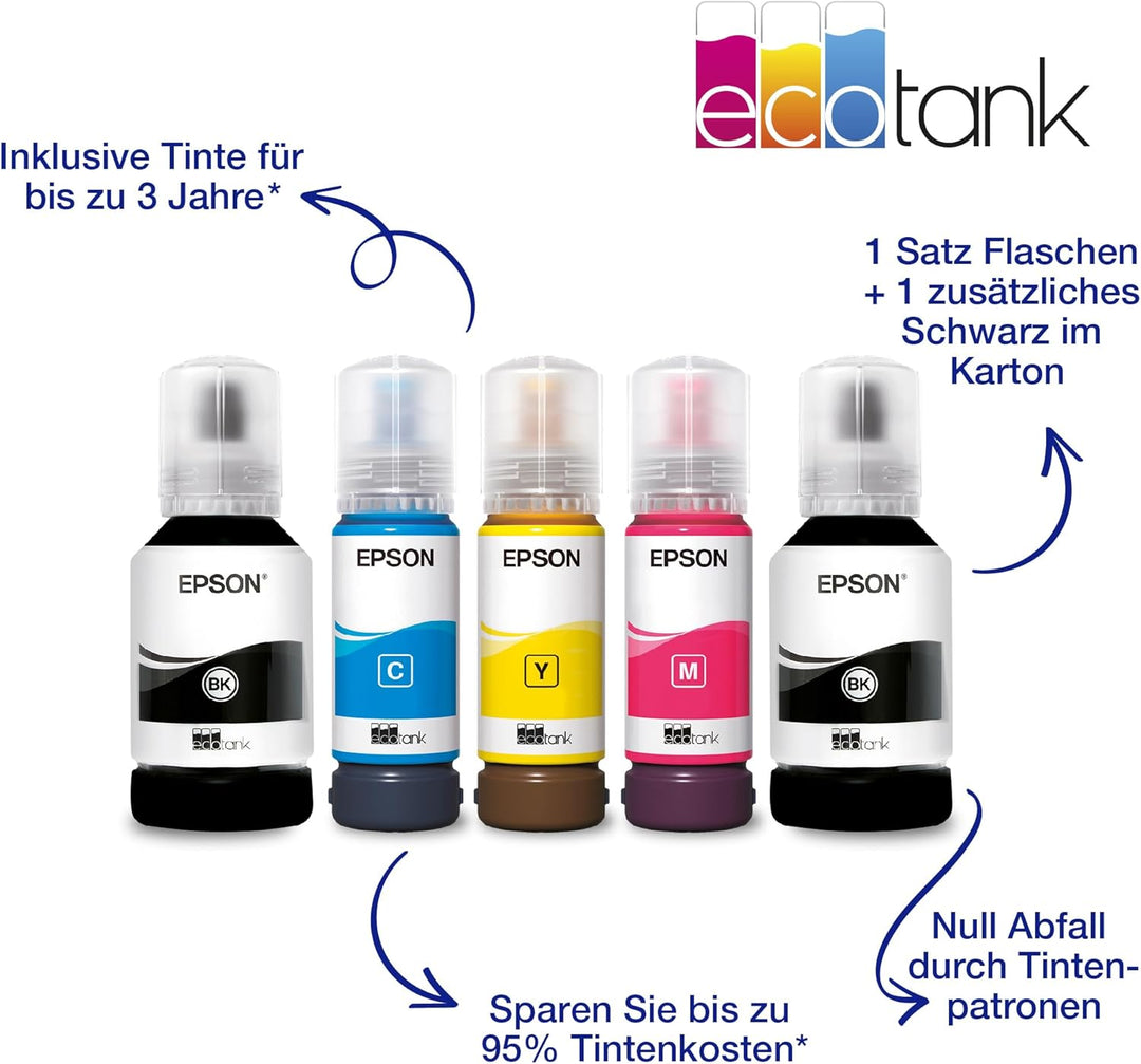 EcoTank ET-3850 A4-Multifunktions-Wi-Fi-Tintentankdrucker, mit einem im Lieferumfang enthaltenen Vor