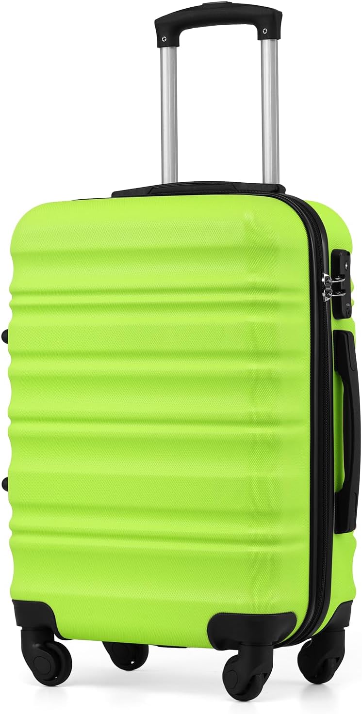 COOLIFE Hartschalen-Koffer Trolley Rollkoffer Reisekoffer mit TSA-Schloss und 4 Rollen (Grün, Handge