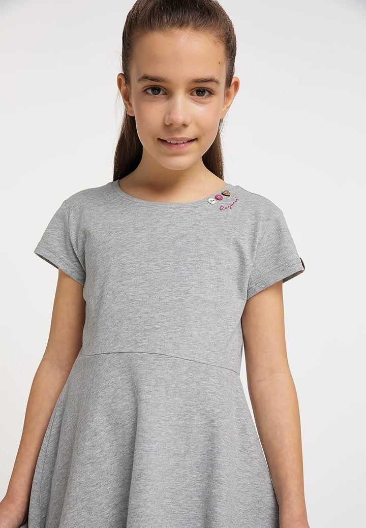 Ragwear Mädchen Kleid GWENDOLINE und GWENDOLINE DOTS Sommerkleid gepunktet und Einfarbig in sommerli
