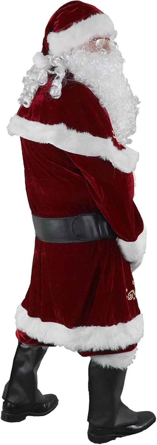 Ahititi Weihnachtsmann Kostüm für Männer 12 Stk Set Weihnachtsfeier Cosplay für Erwachsene Roter Del