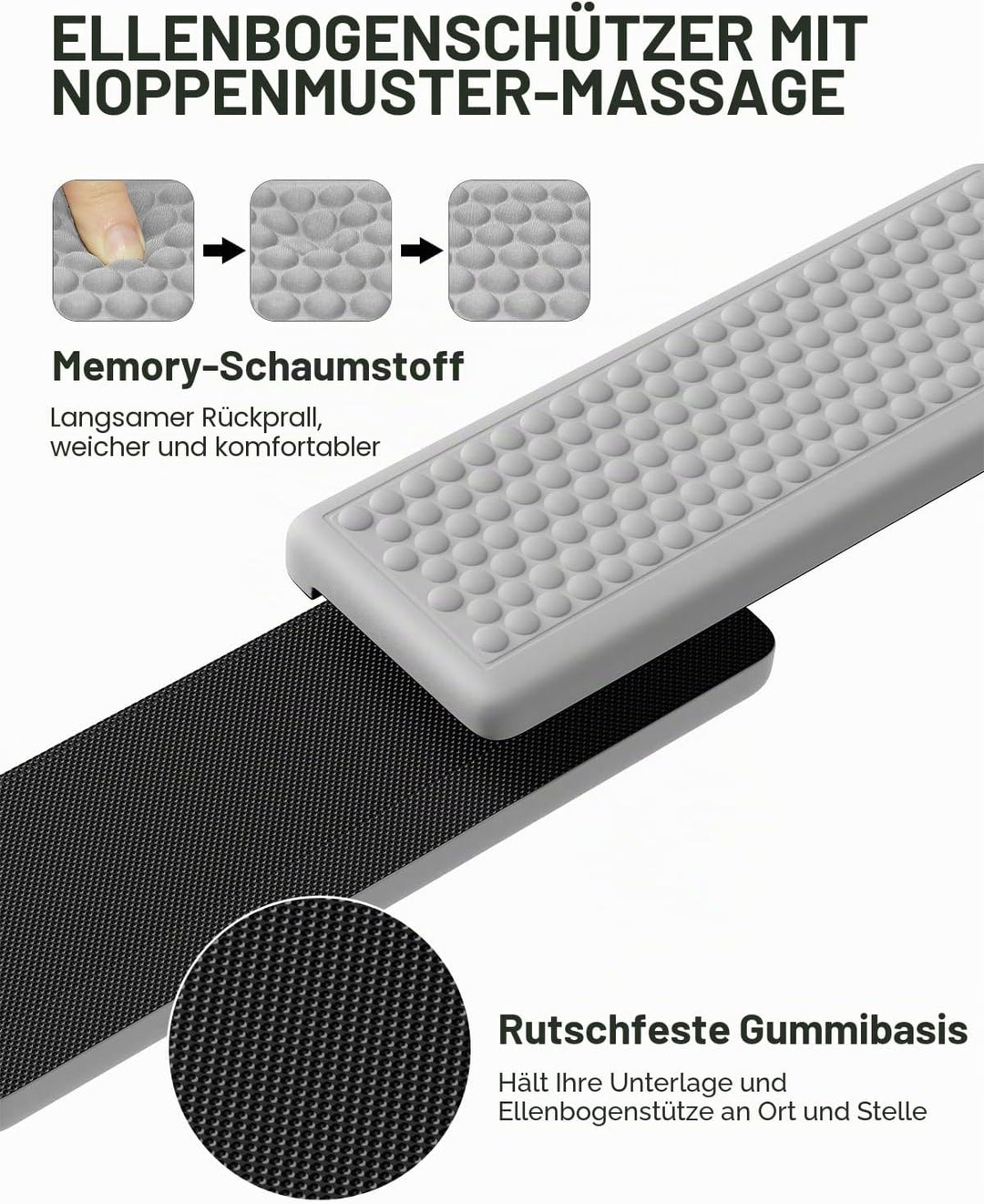 Hsurbtra L-förmige Schreibtisch-Ellenbogenpolster, 2-teilig, weiche Memory-Schaum-Ellenbogenstütze,