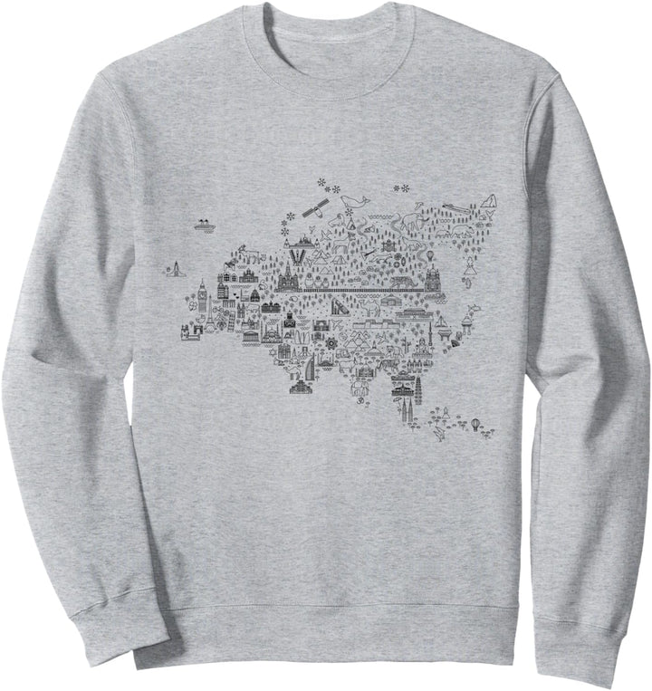 Welt Europa Landkarte Länder Sehenswürdigkeiten Bildung Sweatshirt