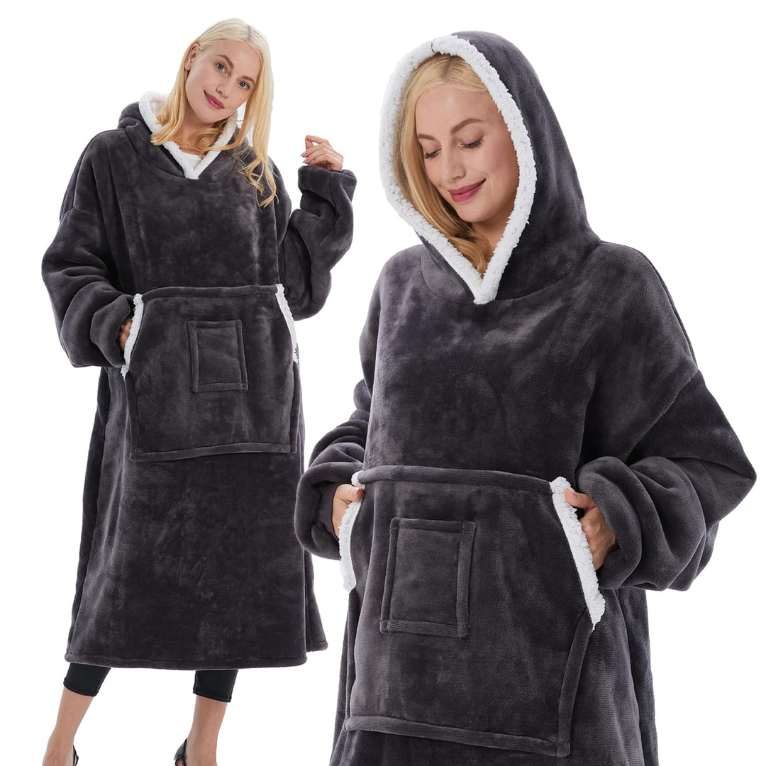 Übergrosses Hoodie Decken Damen, Warme Hoodie Sweatshirt, Einheitsgrösse Dick Kapuzenpullover für Da