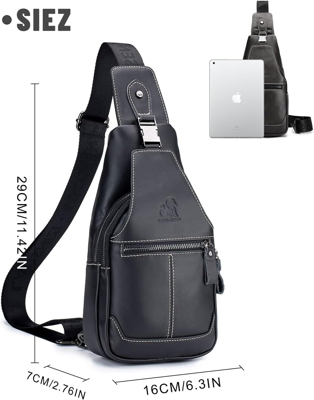 Herren-Brusttasche Umhängetasche aus Echtem Leder Sport und Freizeit im Freien Multifunktionale Vint