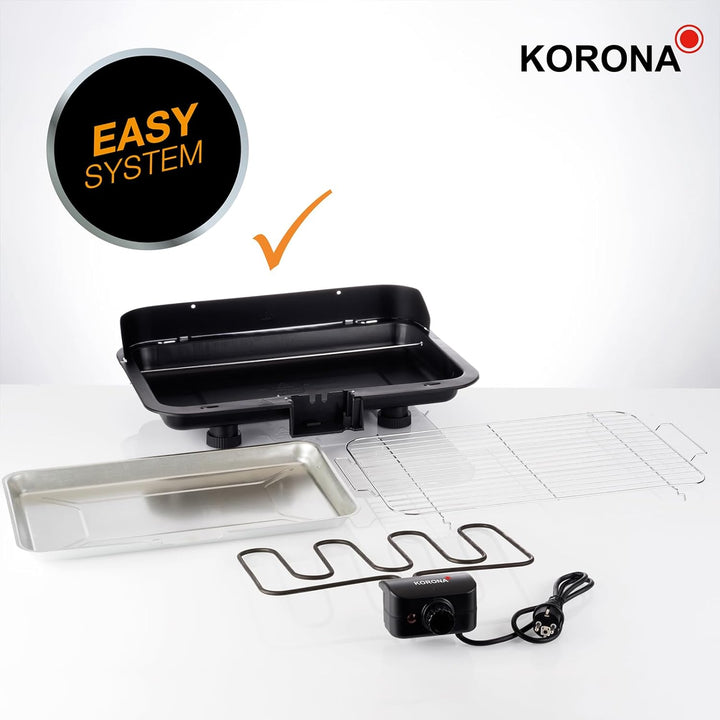 Korona 46117 Elektrischer Tischgrill mit XXL-Grillfläche (51 x 30 cm) | Ideal für den Balkon | 2200