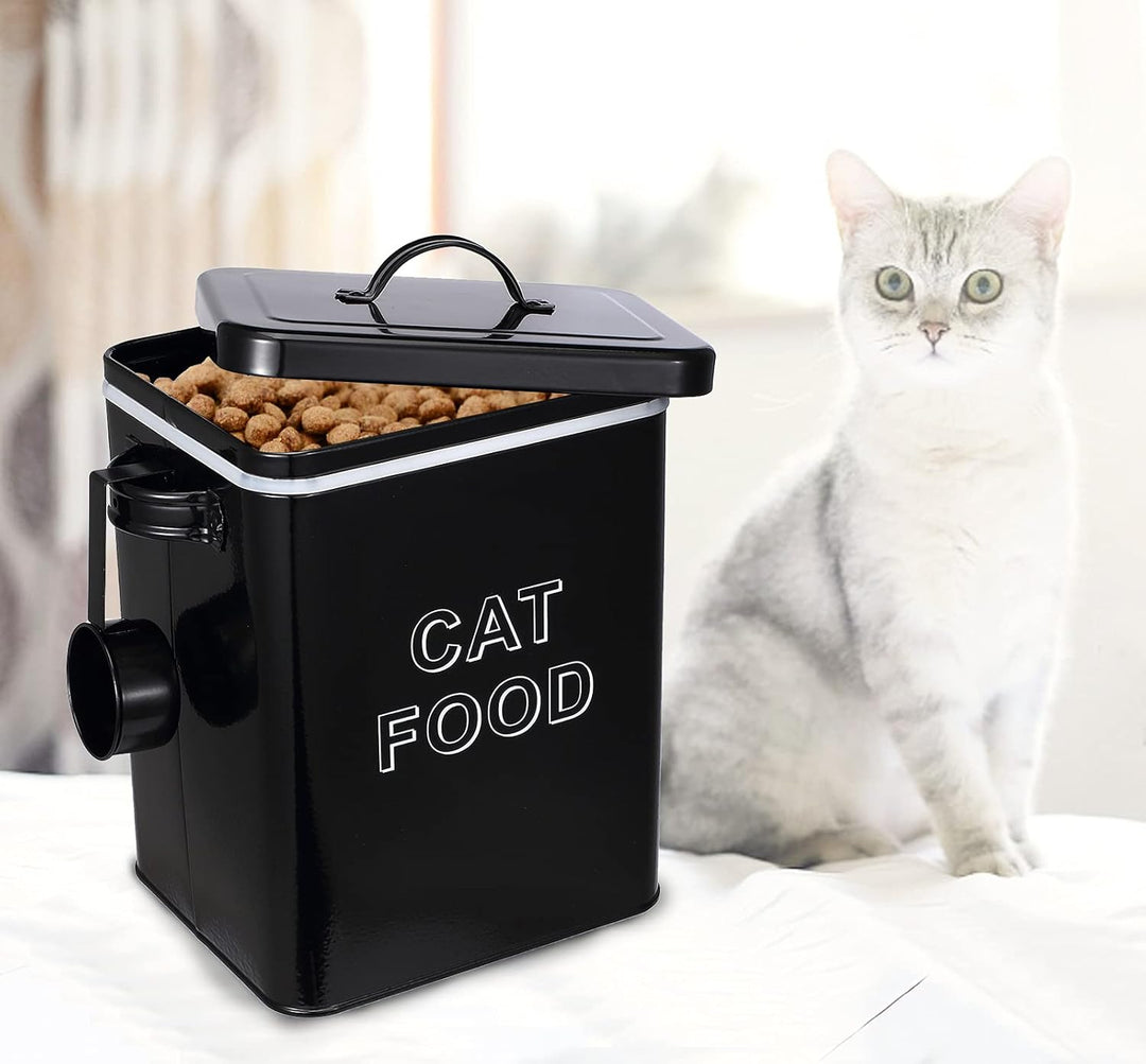 Pethiy Katzenfutter Katzenleckerli aufbewahrung Box, 6.5 Liter Metall Katzenfutter Box Aufbewahrungd