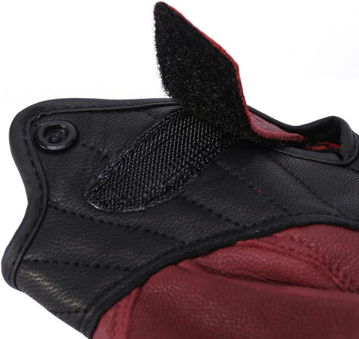 Harssidanzar Herren Motorradhandschuhe Halbfinger Leder GM037EU L Rot-Schwarz, L Rot-Schwarz