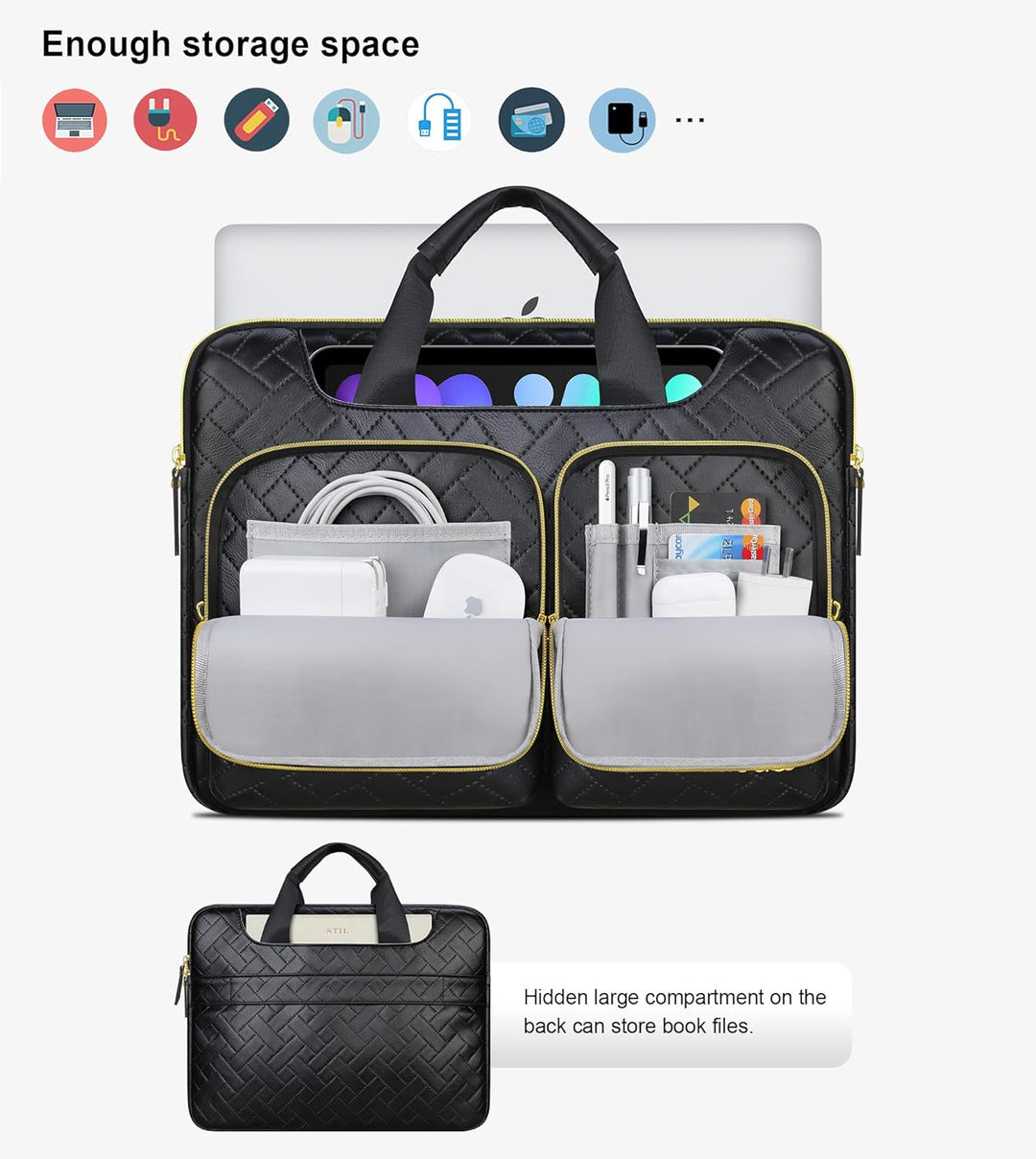 Lacdo 360° Rundumschutz Laptop Schultertasche Hülle für Acer HP Dell ASUS Laptop 15-15.6 Zoll, Acer