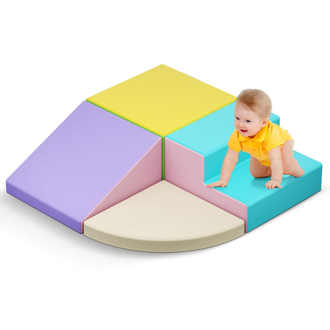 Baby-Schaumstoffbausteine, XXL Softplay-Set für Kleinkinder von 1–3 Jahren, Baby-Kletterturm mit Rut