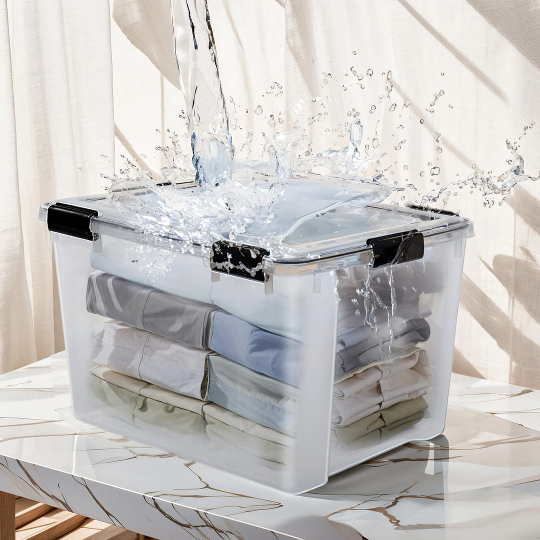 Iris Ohyama, 2er-Set luftdichte Aufbewahrungsboxen, 70 L, mit Clips, stapelbar, Garage, Keller, Dach