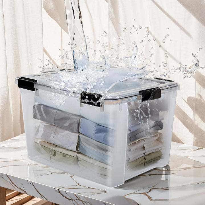Iris Ohyama, 2er-Set luftdichte Aufbewahrungsboxen, 70 L, mit Clips, stapelbar, Garage, Keller, Dach