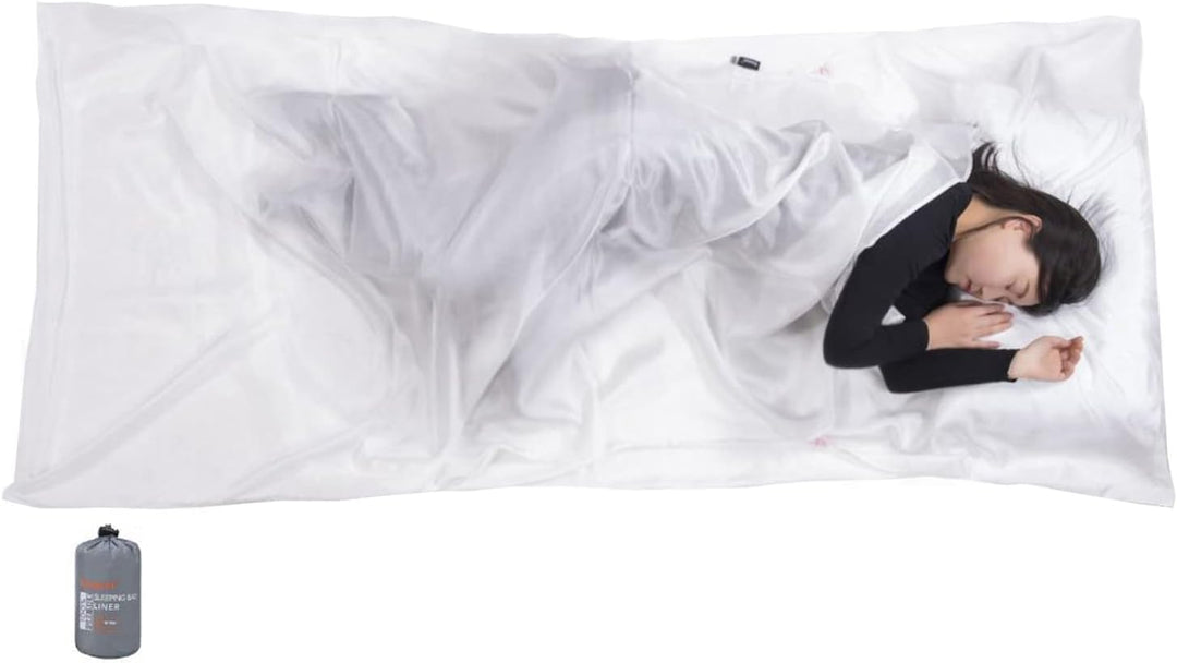 BROWINT Seidenschlafsack, Hüttenschlafsack aus 100% Naturseide, Extrabreite 220x110cm, 220x87cm, 185