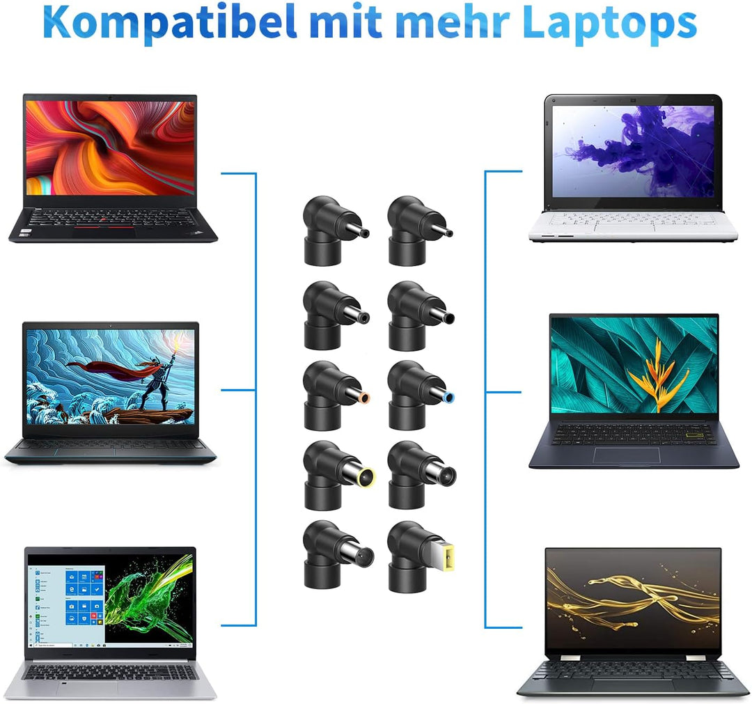 CYD 90W【10 in 1 Ladegerät】 Universal Notebook Netzteil Ladekabel AC Adapter 18.5V 19V 19.5V 20V für