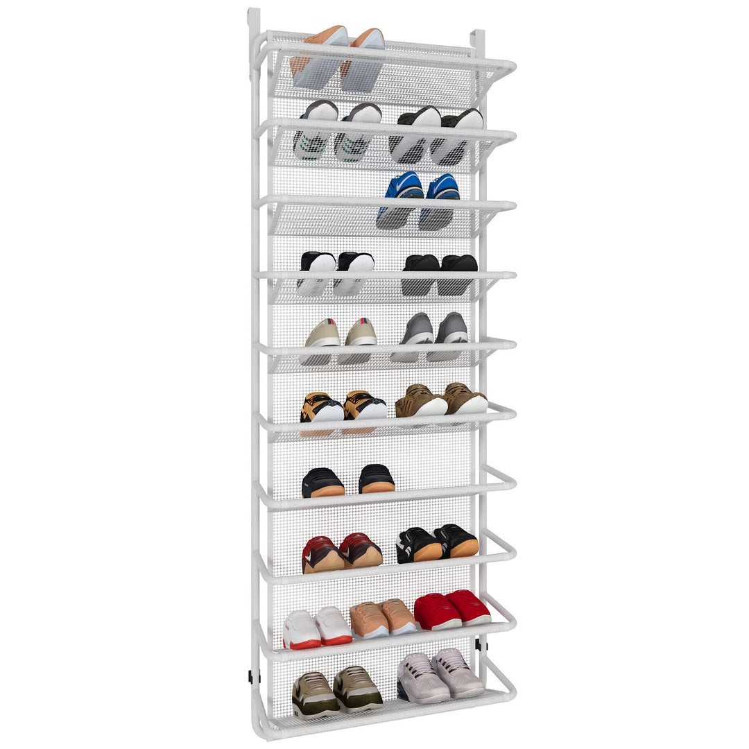 TZAMLI Schuhregal über der Tür mit 10 Ebenen, Hängend Schuhschrank Schuhablage Metall Schuh-Organize