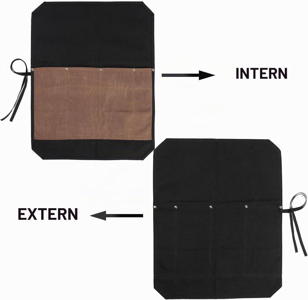 Kaaltisy Kochmesser Roll, 16OZ gewachstes Segeltuch, Messertasche mit professionellem schnittfestem