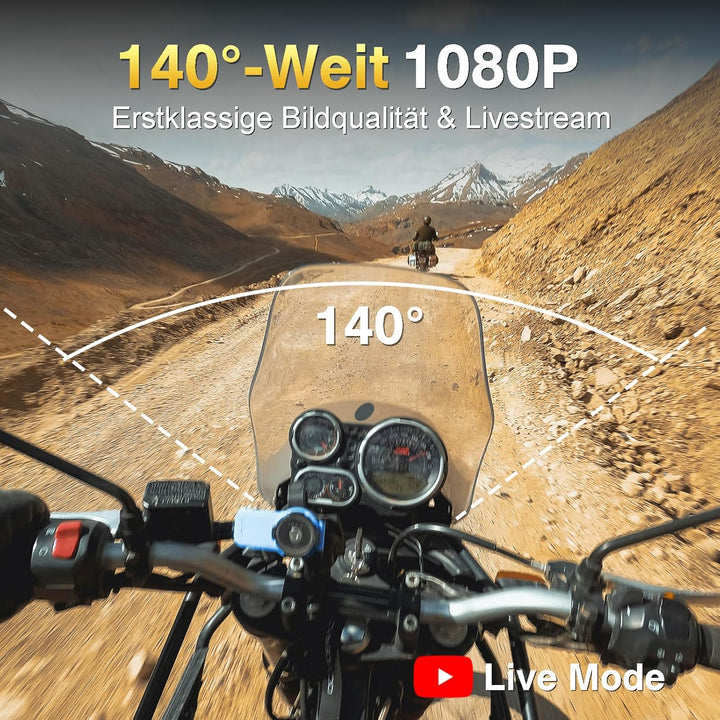 Drift Ghost XL Action Cam Motorrad – Full HD 1080P, 9h Akku, 140° Weitwinkel, 300° drehbar, IPX7 was