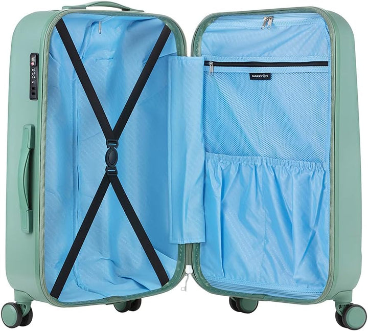 CarryOn Skyhopper Grosser Hartschalen Reiskoffer 78cm - Grosse Koffer mit TSA-Schloss 85 L (Grun, L)