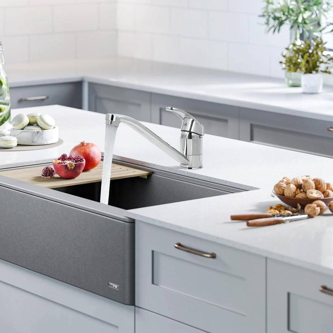 Wasserhahn Küche, Chrom Küchenarmatur mit Einhebelmischer, Keramikkartusche und 360° Drehbarer Edels