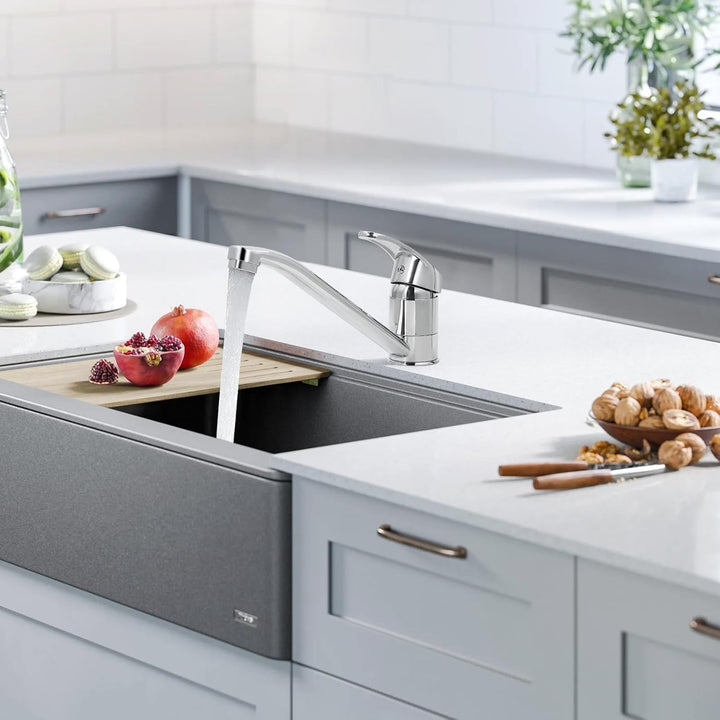 Wasserhahn Küche, Chrom Küchenarmatur mit Einhebelmischer, Keramikkartusche und 360° Drehbarer Edels