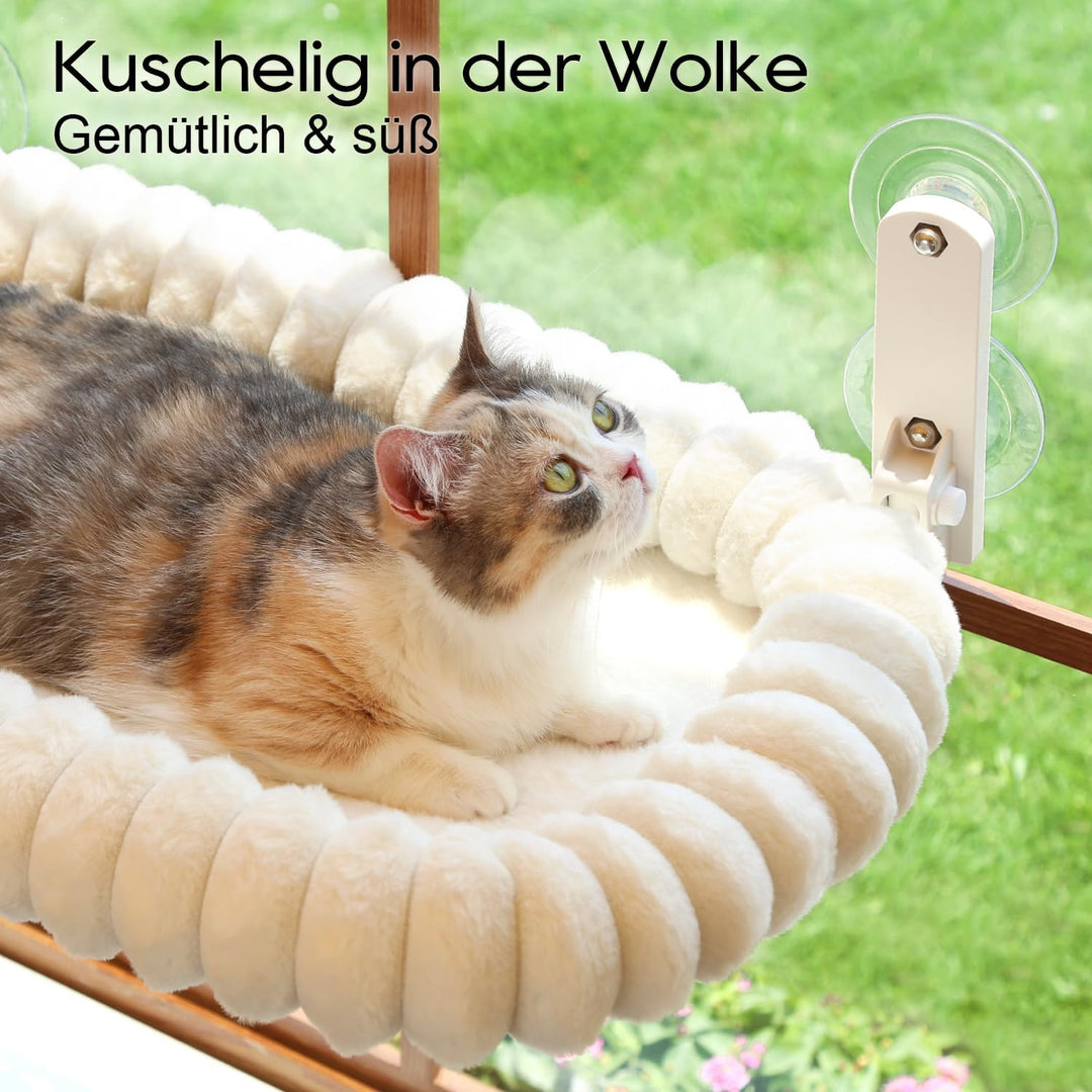 Zakkart SnugCloud Faltbare Katzenfensterstange – schnurlos, ultraweich, maschinenwaschbar, Bett mit