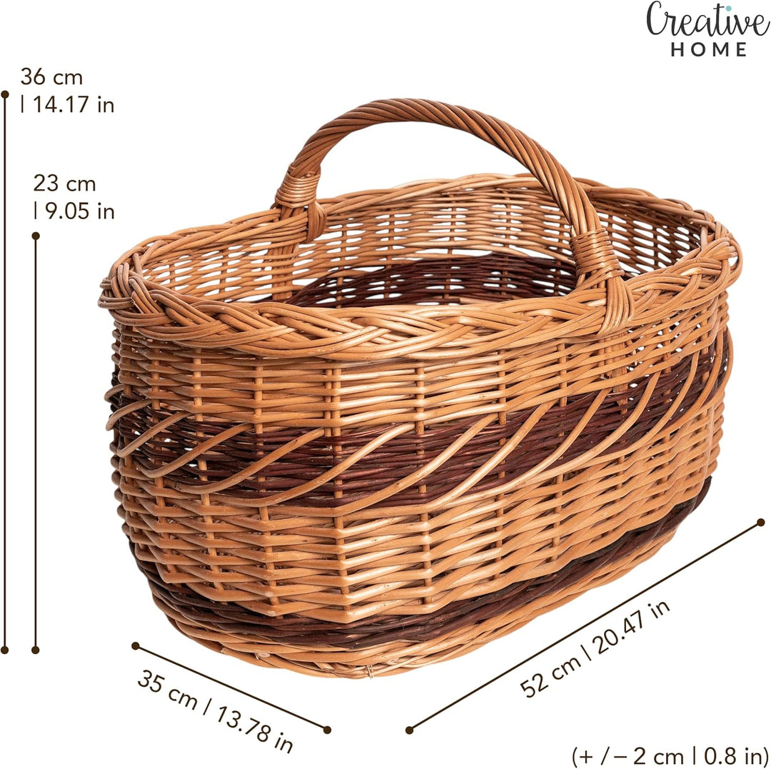 Creative Home Grosse Picknickkorb Weidenkorb mit Henkel Einkaufskorb | 52 x 35 x 36 cm (+/- 1 cm) |