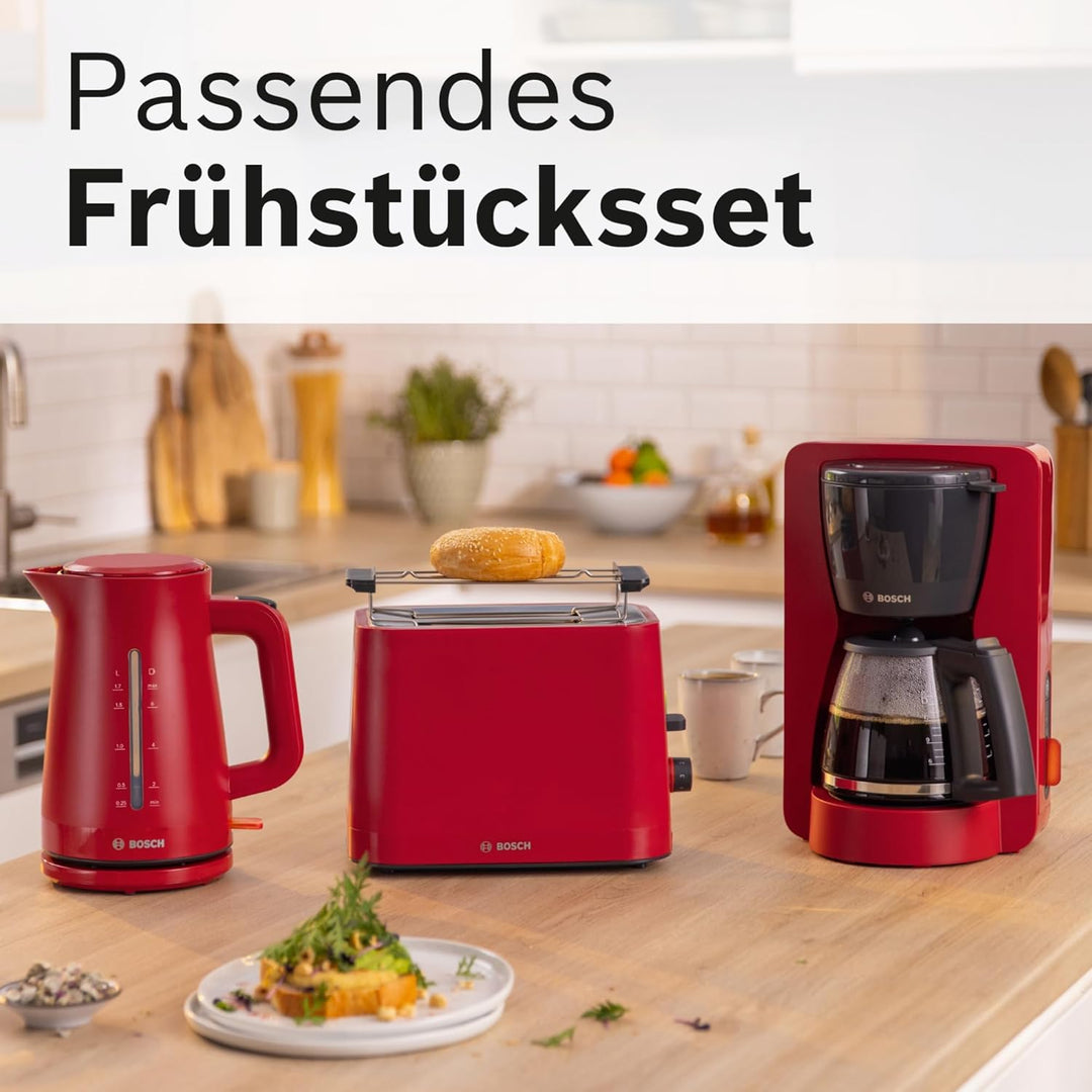 Bosch Kompakt Toaster MyMoment TAT3M124, entnehmbarer klappbarer Brötchenaufsatz, mit Auftaufunktion
