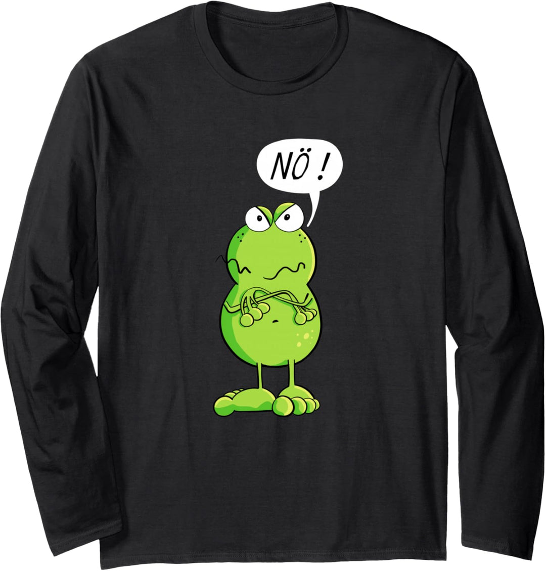 Statement Frosch I Nö Fun Design I Nein Comic Spruch Langarmshirt