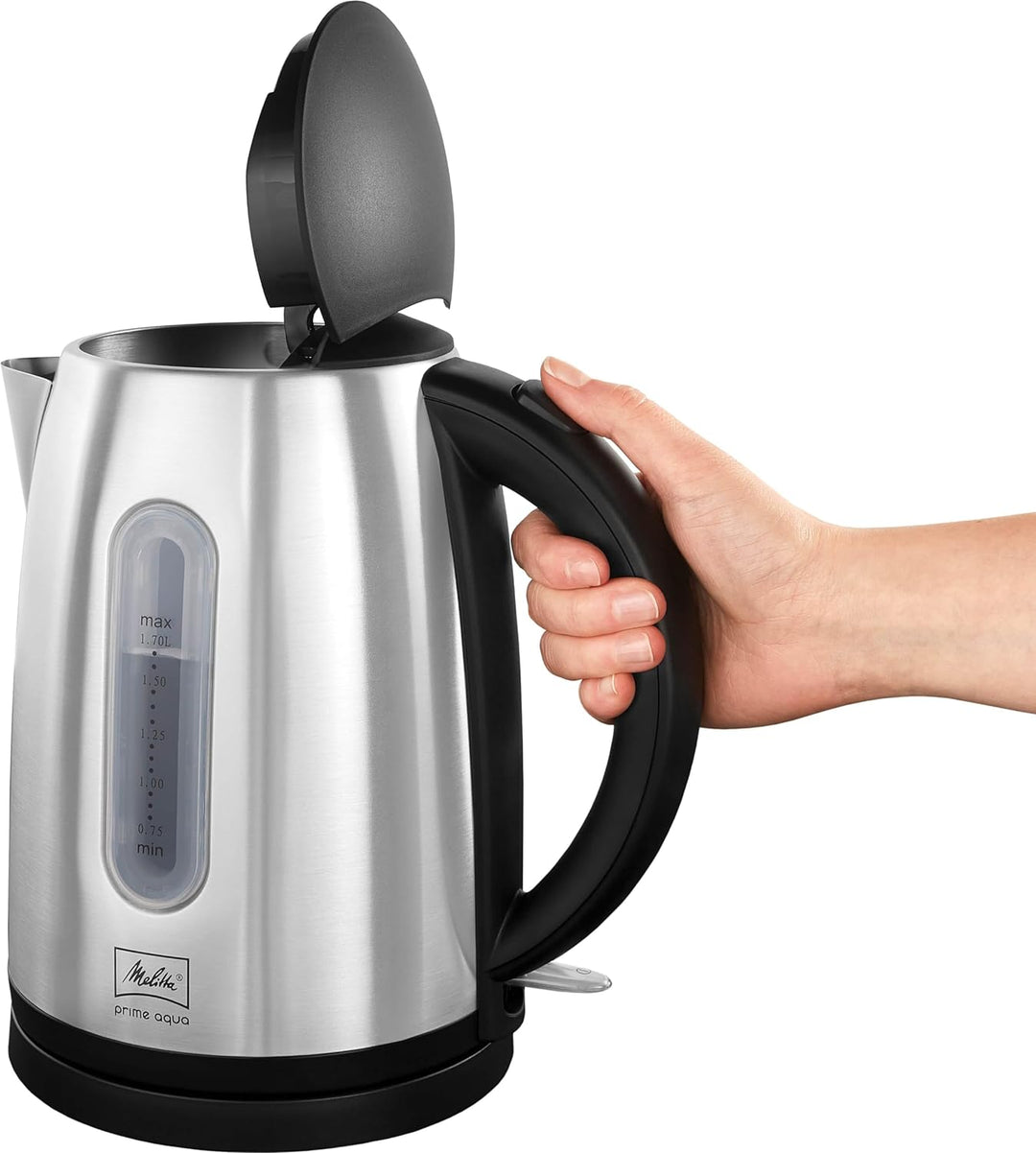 Wasserkocher - MELITTA - Prime Aqua, Edelstahl, 1,7 L, 2200 W, herausnehmbarer Kalkfilter, LED Beleu