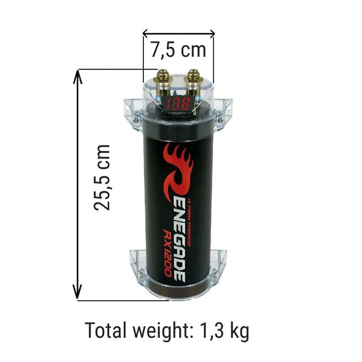 RENEGADE RX1200 Power Cap 1.2 Farad car-Audio-kondensator für systeme bis 1200 watt rms 1 2 3 4 5 10