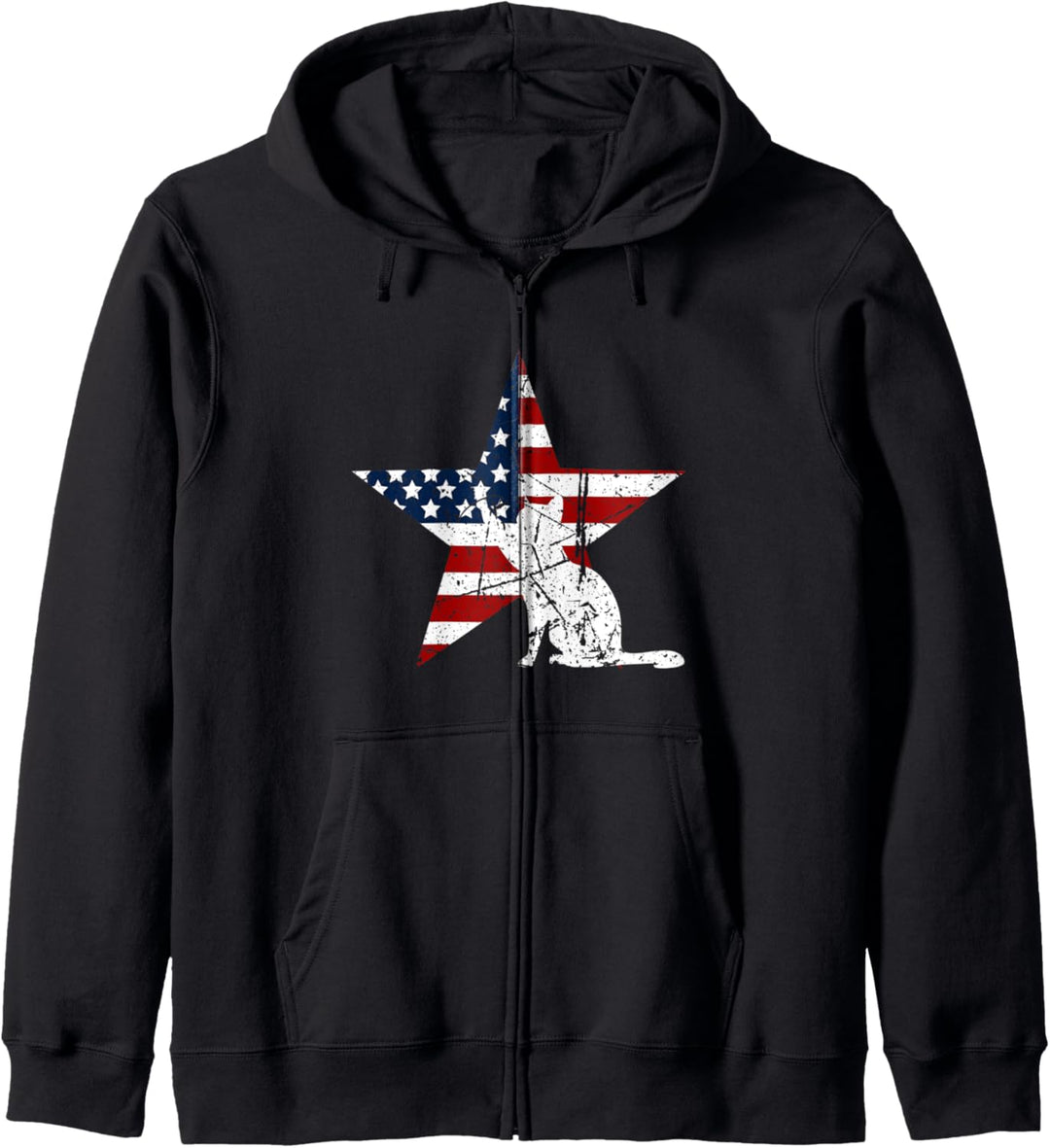 Katzen-Sonnenbrille USA Flagge American Proud Patriotic Star Kapuzenjacke