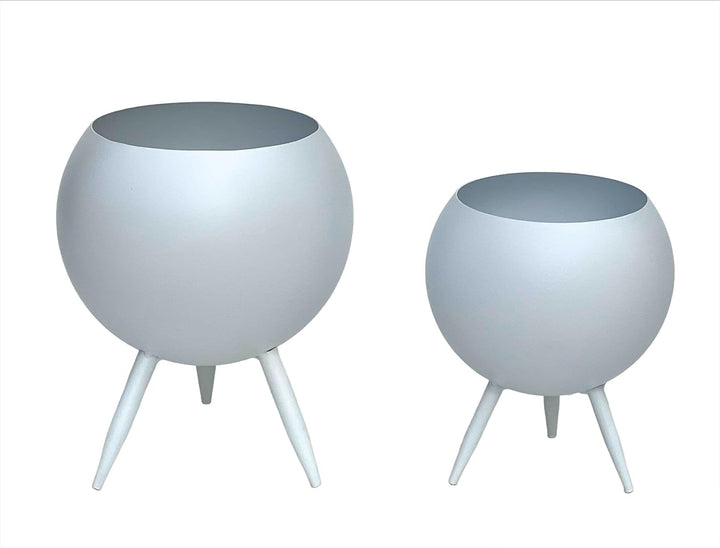 DanDiBo Blumenhocker Metall mit Topf Weiss Blumenständer 96259 2er Set Blumensäule Modern Pflanzenst