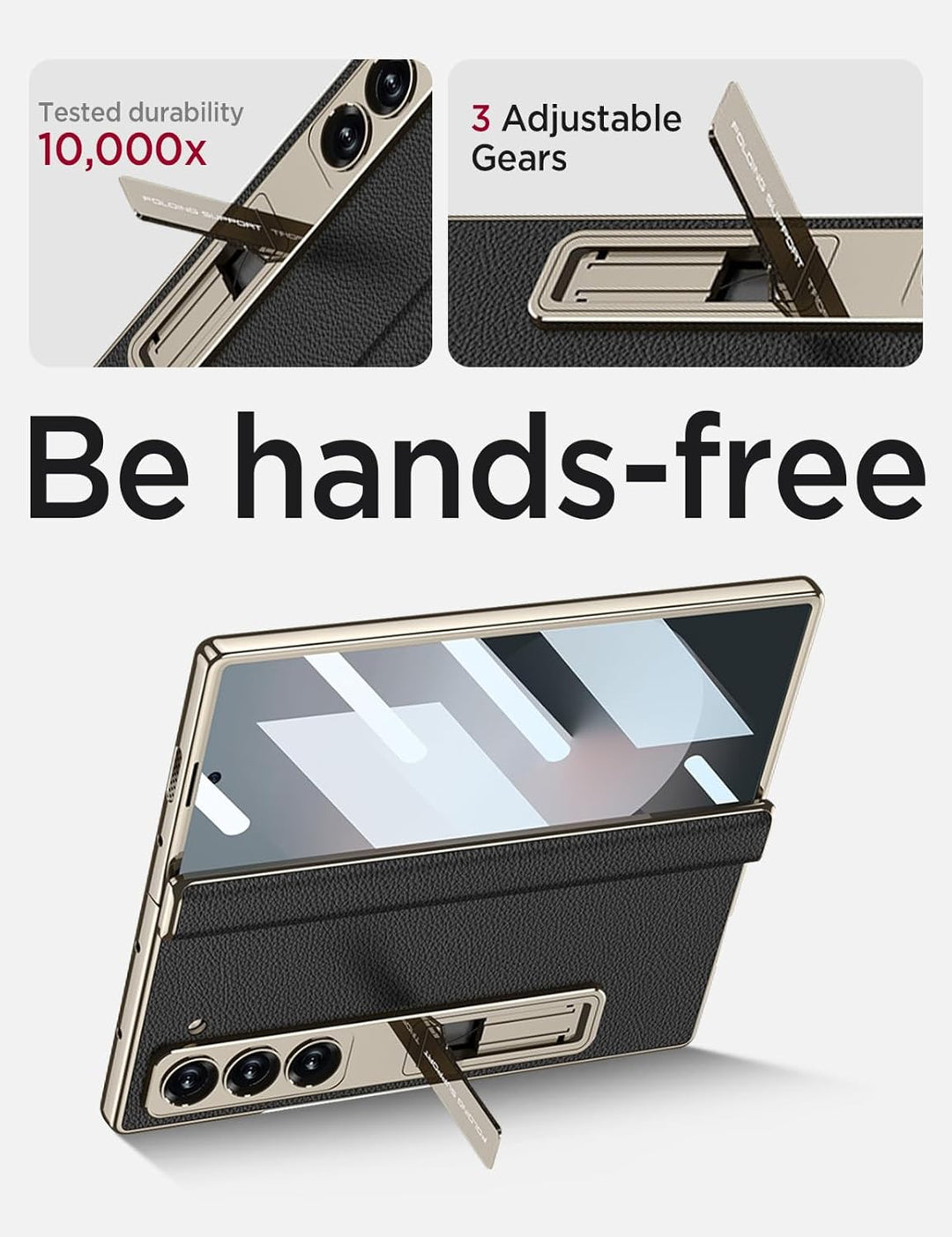 Miimall Lederhülle Kompatibel mit Samsung Galaxy Z Fold 6 Hülle mit Displayschutz+Scharnierschutz, S
