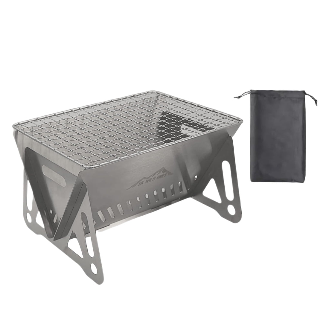 SK Wild Ones® Faltbarer Barbecue Camping Grill mit Tragetasche - holzkohlegrill edelstahl - Portable