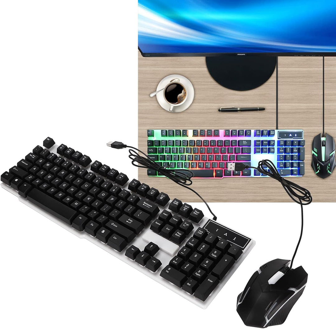 ciciglow Gaming-Tastatur und -Maus-Kombination, Kabelgebundene Hintergrundbeleuchtete Computertastat