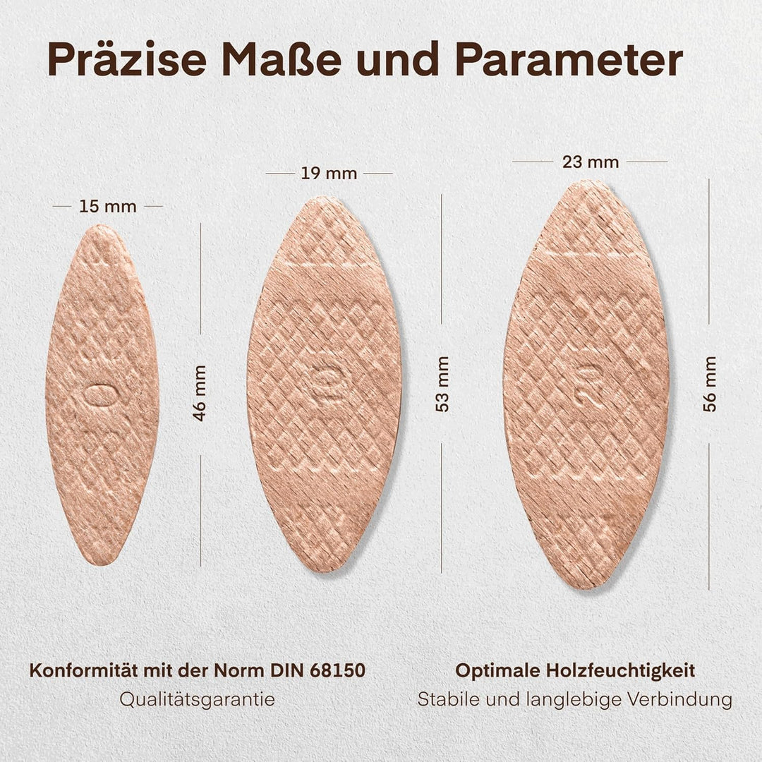 SOLID Flachdübel Holzdübel Grösse 0 Kompatibel Mit Dübelfräse Lamellofräse 500 Stück Verbindungsplät