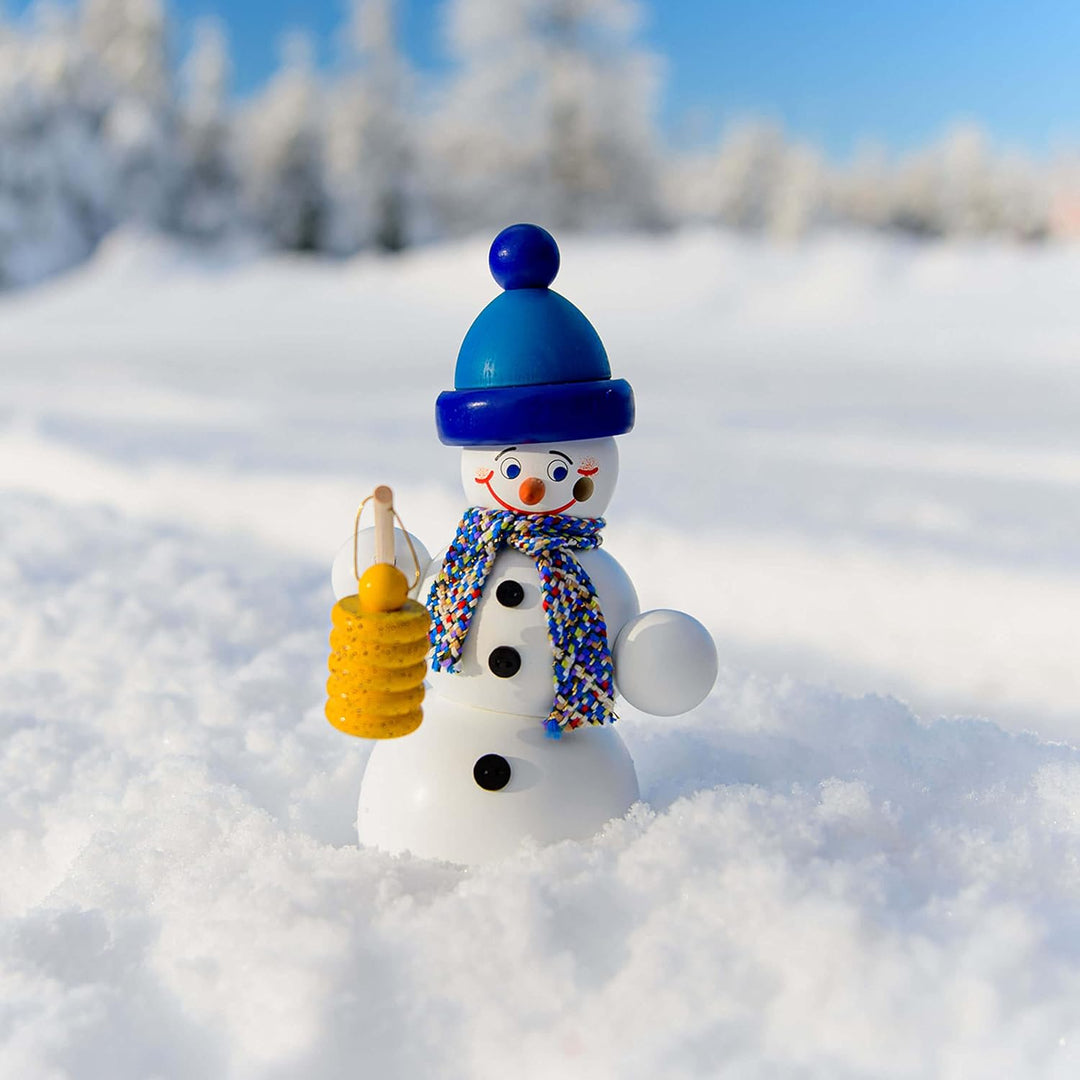 Seiffener Volkskunst | Räuchermännchen | Räucherfigur 16 cm | Schneemann | Original Erzgebirge | 122
