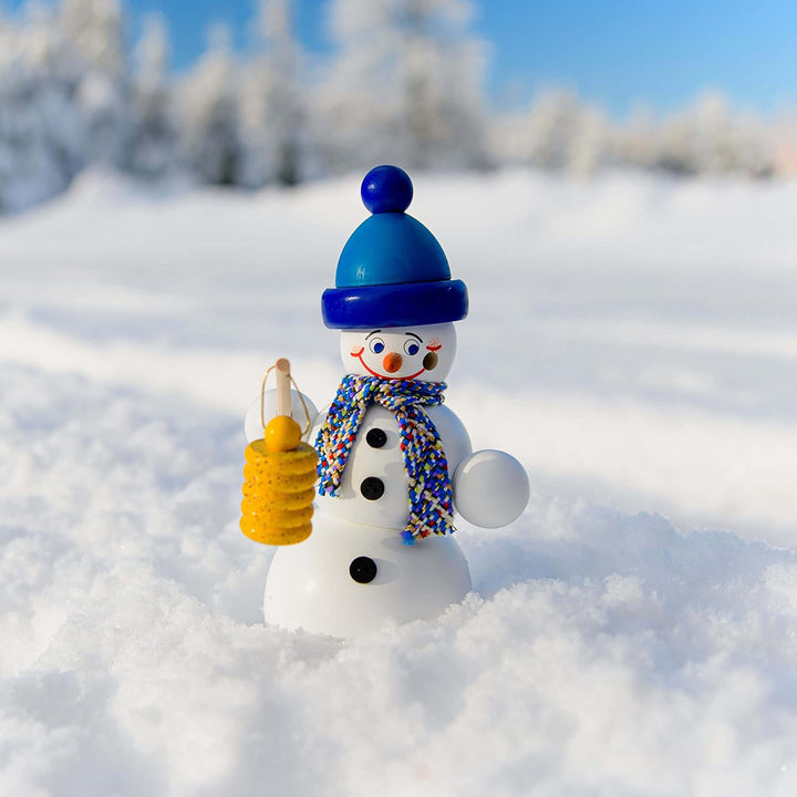 Seiffener Volkskunst | Räuchermännchen | Räucherfigur 16 cm | Schneemann | Original Erzgebirge | 122