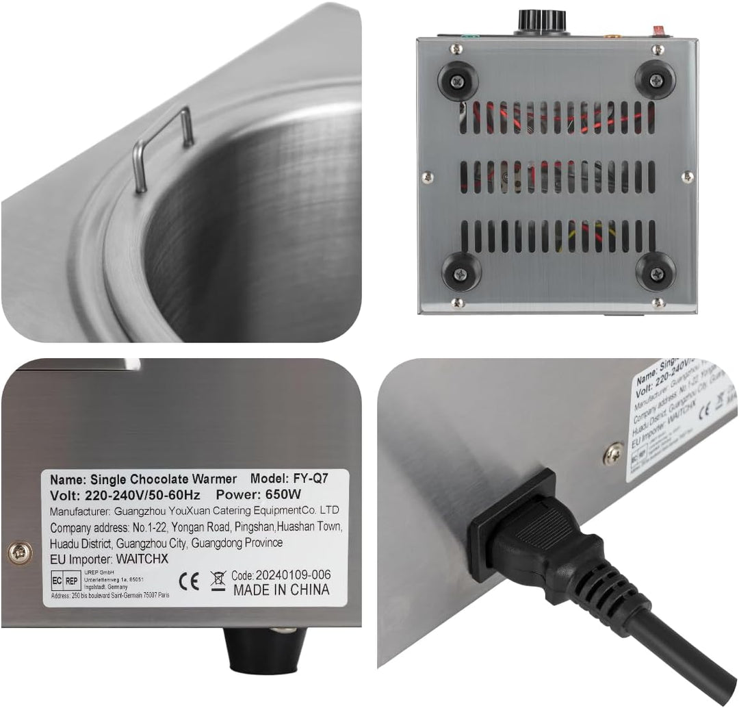 2L Edelstahl Sossenspender, 650W Sossenwärmer Elektrisch mit Pumpe, Gewerblicher Schokoladenwärmer,