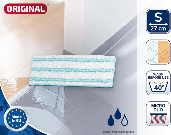 Leifheit Original Wischpad Picobello M Micro Duo Wischbezug für Glatte Böden, Wischer Bezug aus Mikr