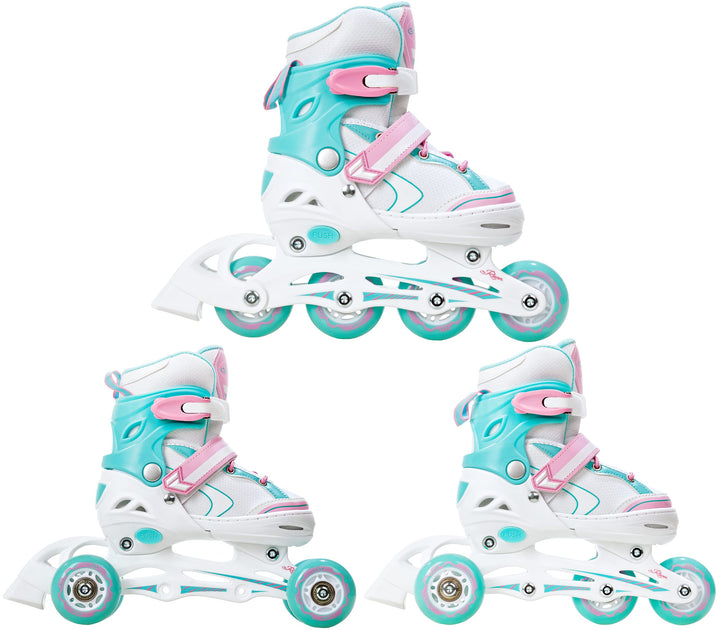 RAVEN 3in1 Inline Skates Triskates Rollschuhe Inliner für Kinder Mädchen verstellbar 34-37 (21,5cm-2