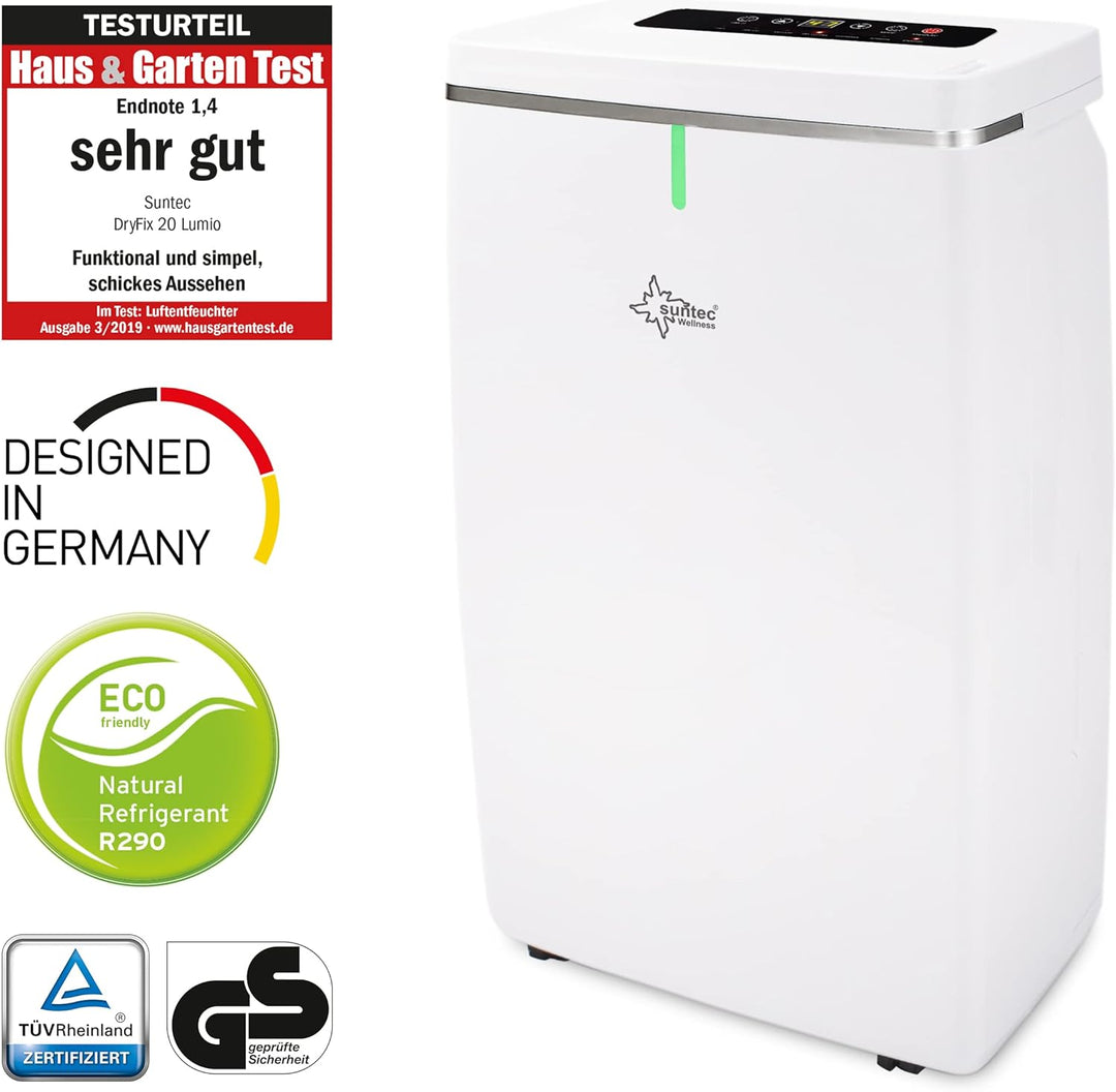 SUNTEC DryFix 20 Lumio Luftentfeuchter – Für Räume bis 63 m2 bzw. 150 m3 – Raumentfeuchter mit 20 l/