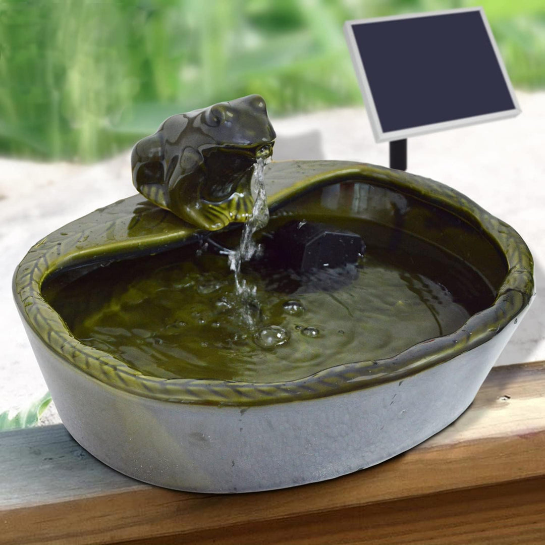 AMUR GARTENBRUNNEN SOLAR BRUNNEN SOLARTEICHPUMPE SOLAR SPRINGBRUNNEN SOLAR WASSERSPIEL FROSCHPARADIE