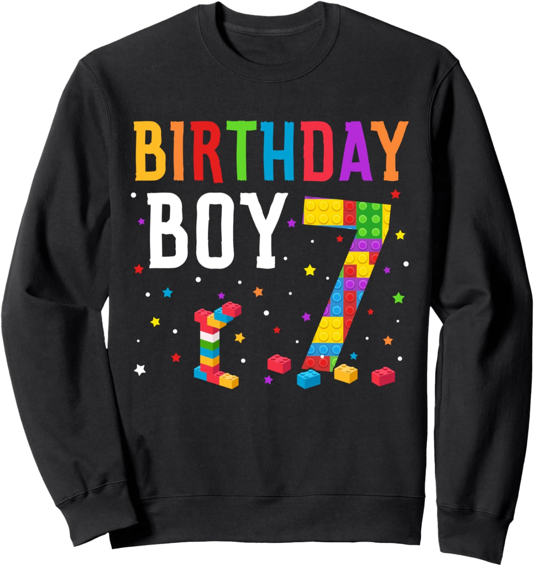 Geburtstag Junge Bausteine 7 Jahre alt Sweatshirt